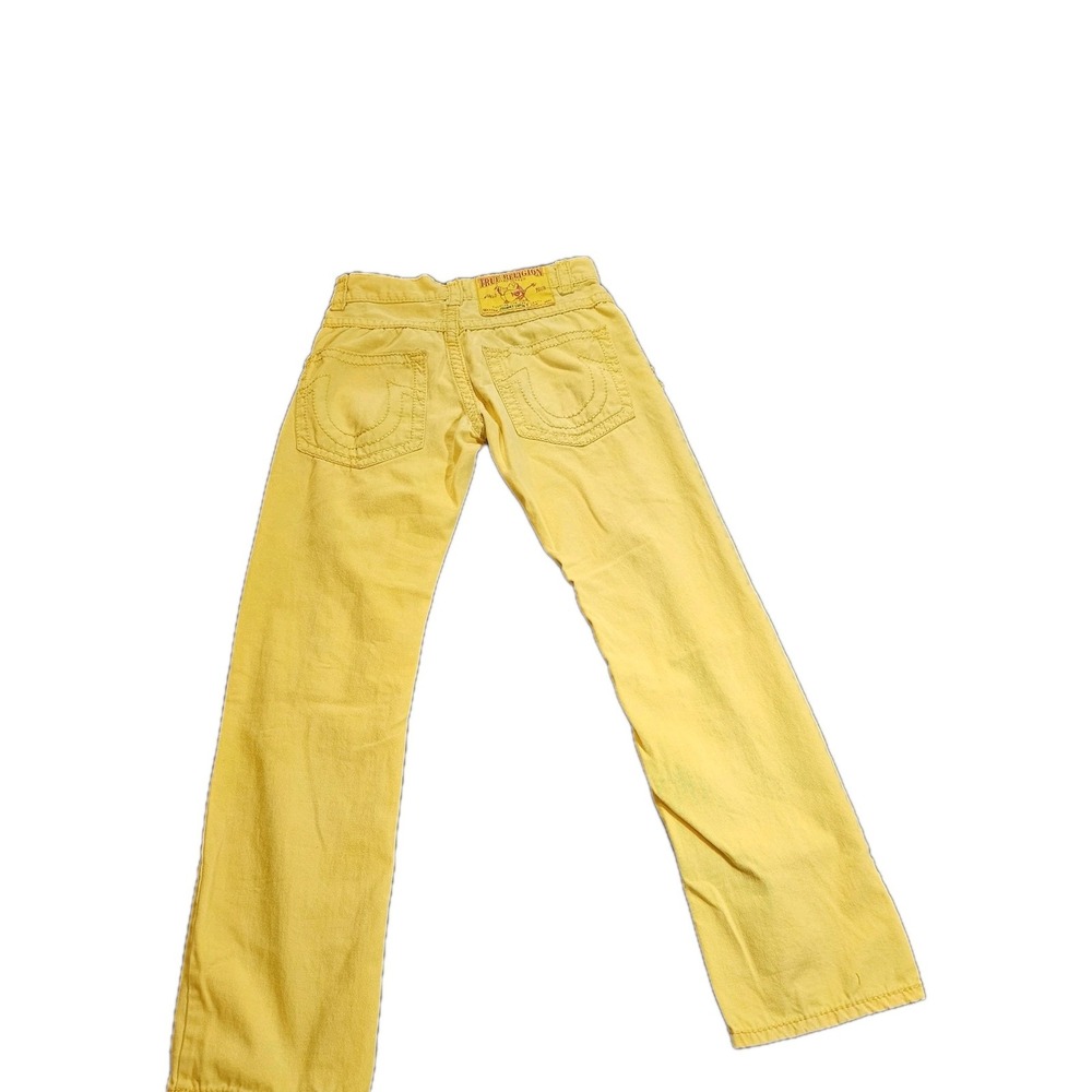 True Religion JOHNNY SUPER T Yellow Jeans Womens SZ 30 Boho Fun Festival Hippie